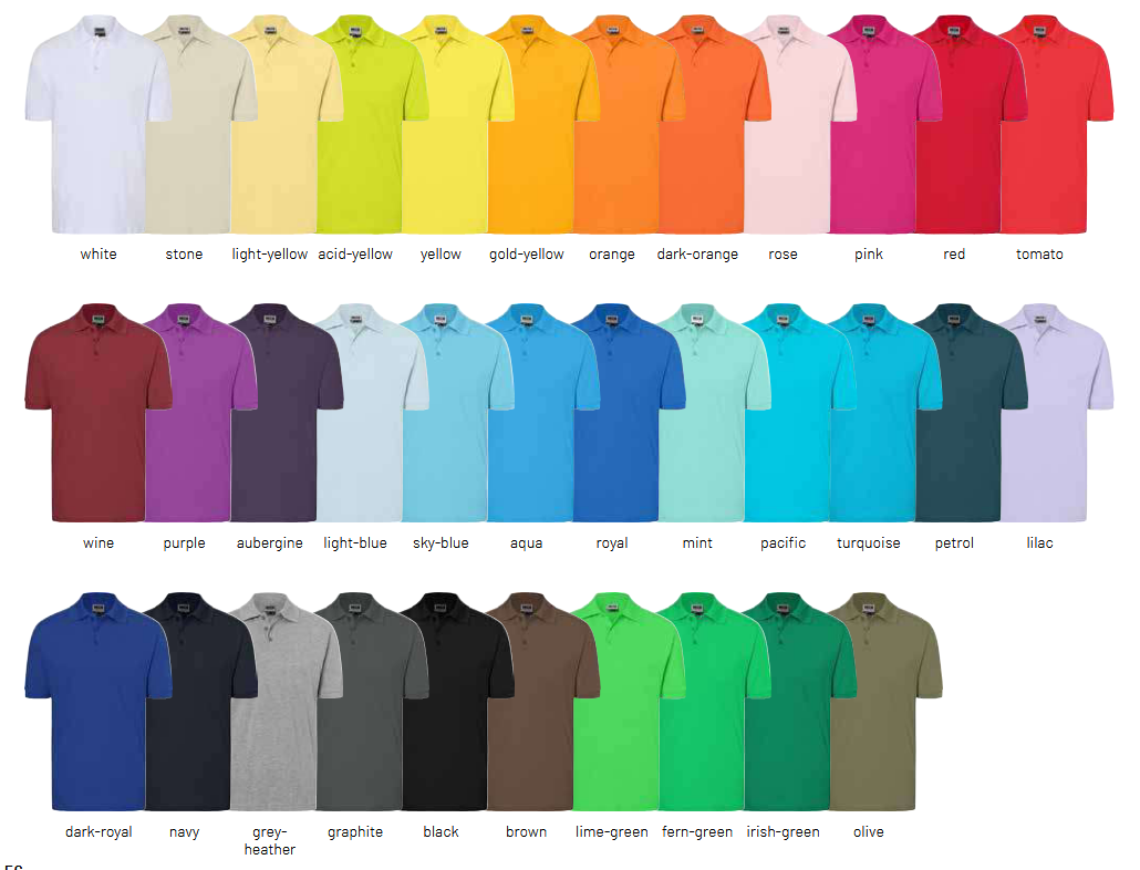 Waschanleitung Workwear Arbeitshosen in 6 Farben individuell bedruckbar 